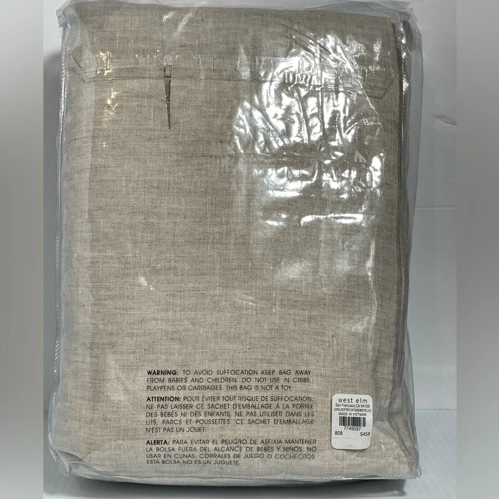 West Elm Pleated European Flax Linen Curtain Light Filtering Natural Flax 48x96